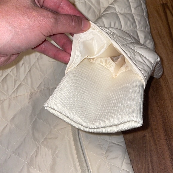 Talbots women’s large 12 14 coat jacket Cream beige Quilted Puffer light NWOT - Picture 5 of 10